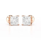 Single Princess Cut Lab Diamond Stud Earrings