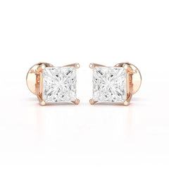 Single Princess Cut Lab Diamond Stud Earrings