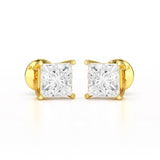 Single Princess Cut Lab Diamond Stud Earrings