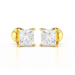 Single Princess Cut Lab Diamond Stud Earrings