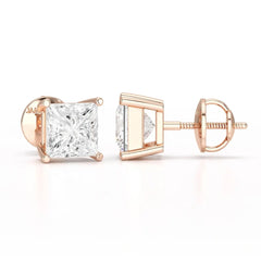 Single Princess Cut Lab Diamond Stud Earrings