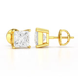 Single Princess Cut Lab Diamond Stud Earrings