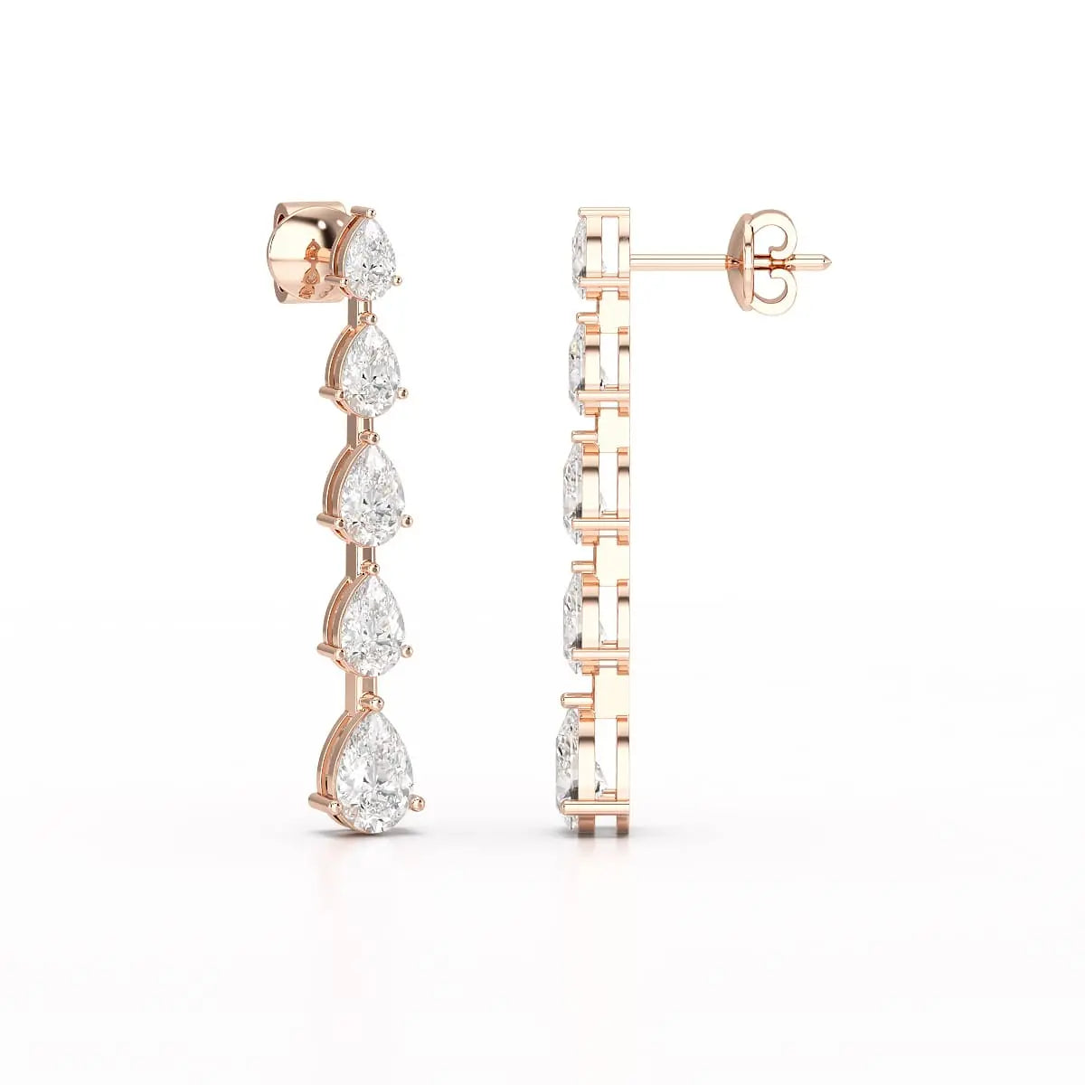 4.02 CT Pear Cut Dangle Drop Lab Diamond Earrings