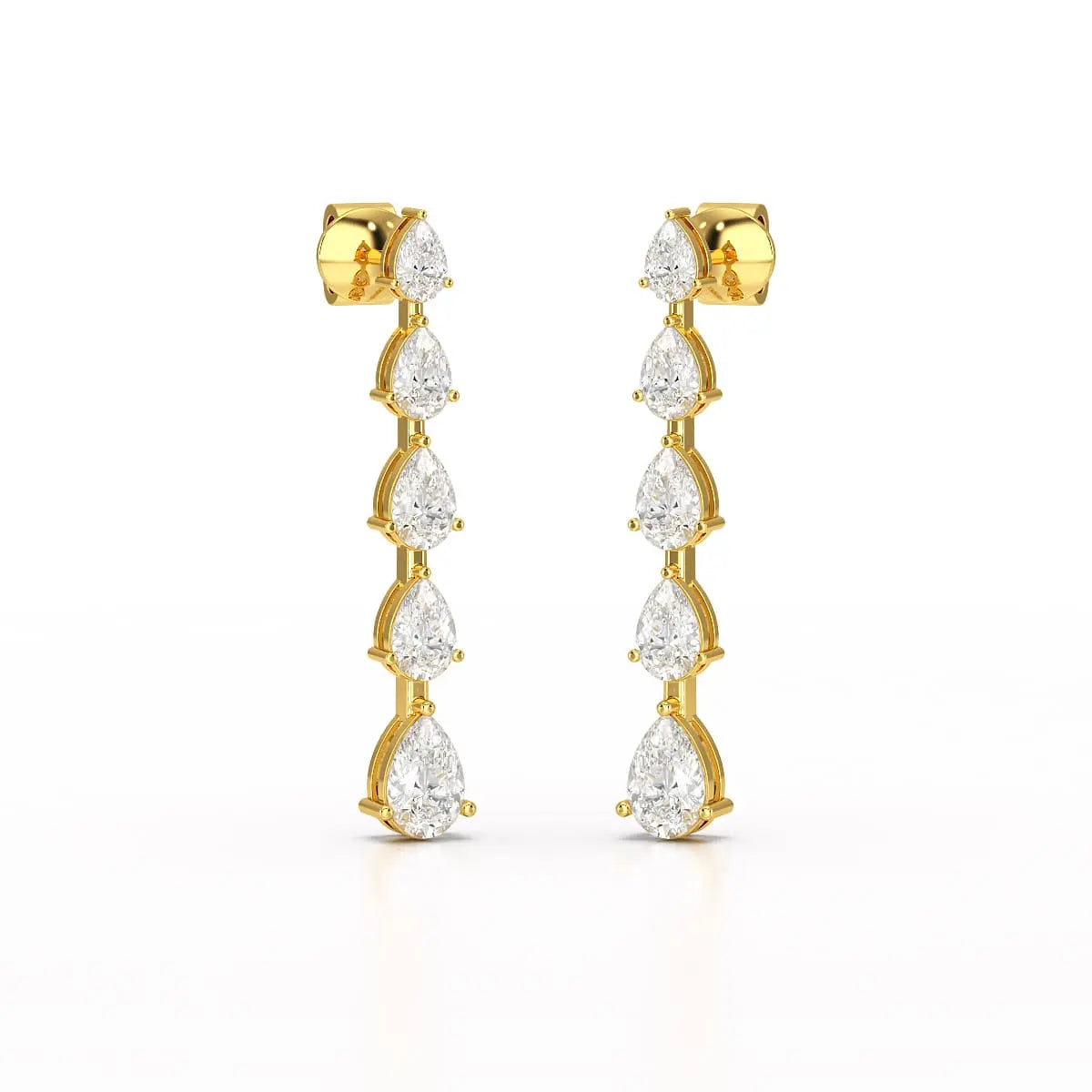4.02 CT Pear Cut Dangle Drop Lab Diamond Earrings
