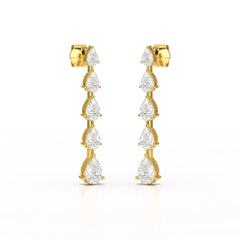 4.02 CT Pear Cut Dangle Drop Lab Diamond Earrings