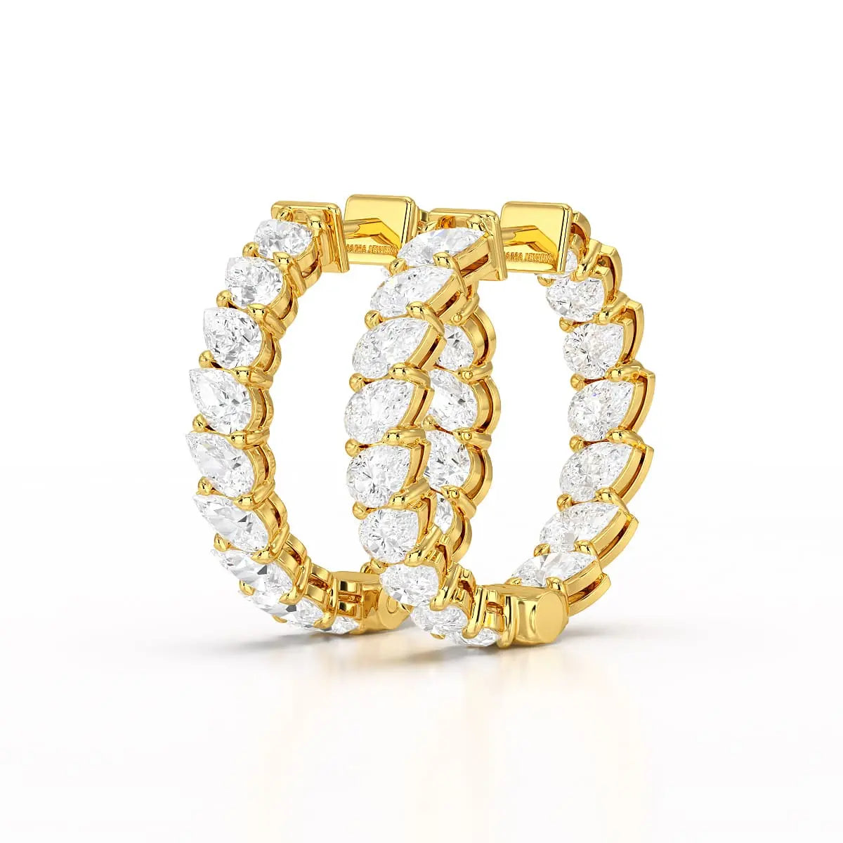 4.9 CT Pear Cut Lab Diamond Hoop Earrings Jama Jewels