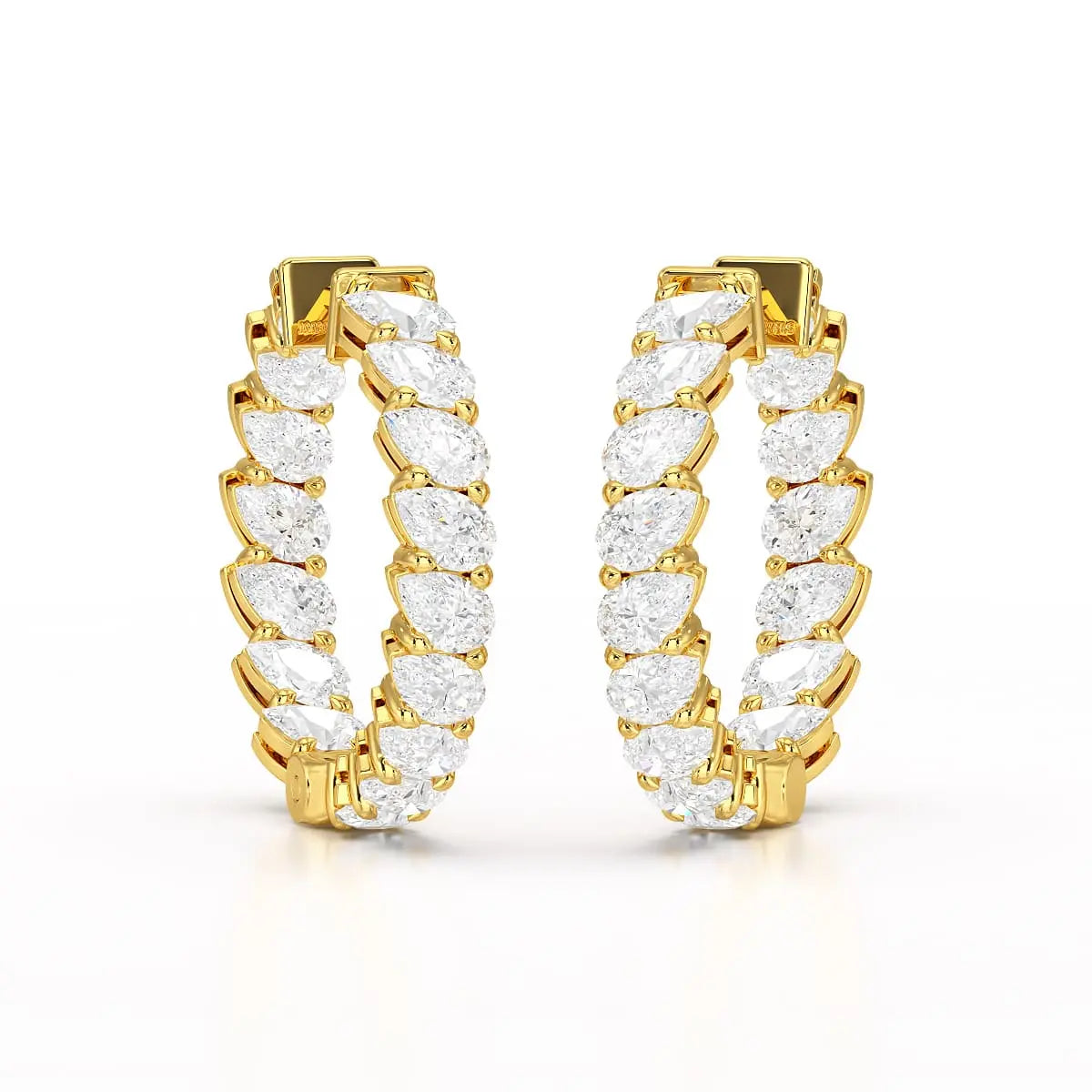 4.9 CT Pear Cut Lab Diamond Hoop Earrings Jama Jewels