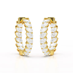 4.9 CT Pear Cut Lab Diamond Hoop Earrings Jama Jewels