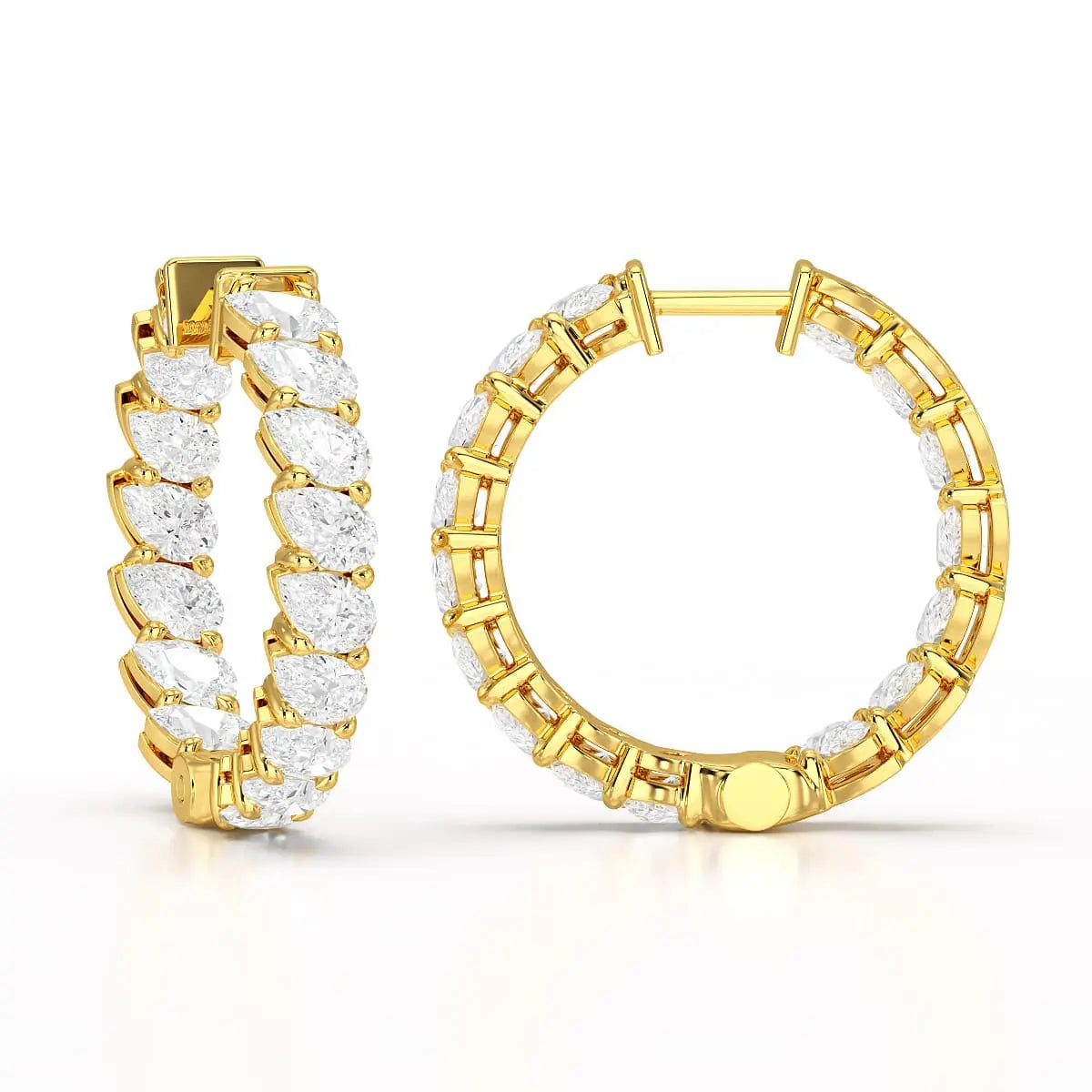 4.9 CT Pear Cut Lab Diamond Hoop Earrings Jama Jewels