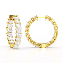 4.9 CT Pear Cut Lab Diamond Hoop Earrings Jama Jewels