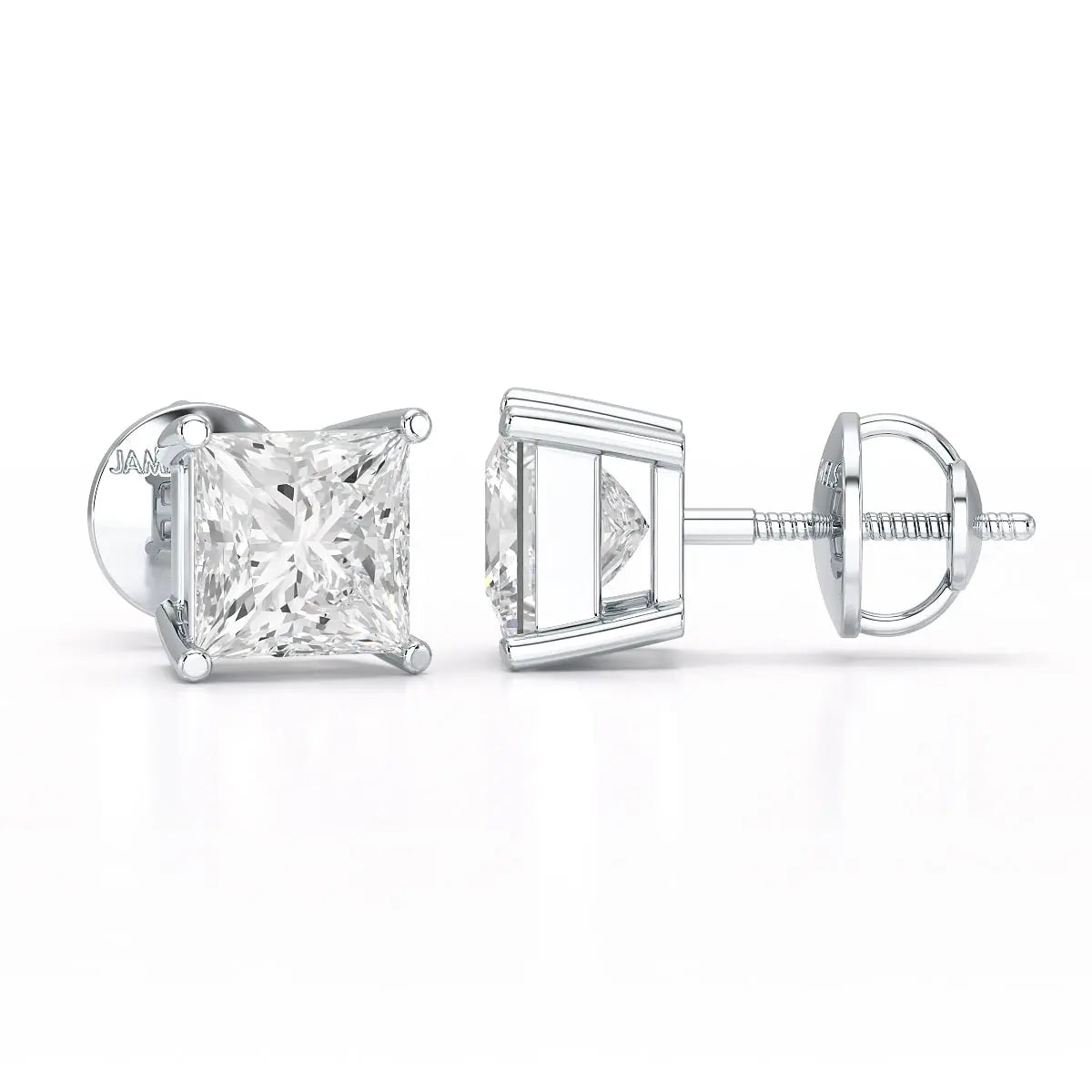 Single Princess Cut Lab Diamond Stud Earrings