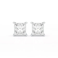 Single Princess Cut Lab Diamond Stud Earrings