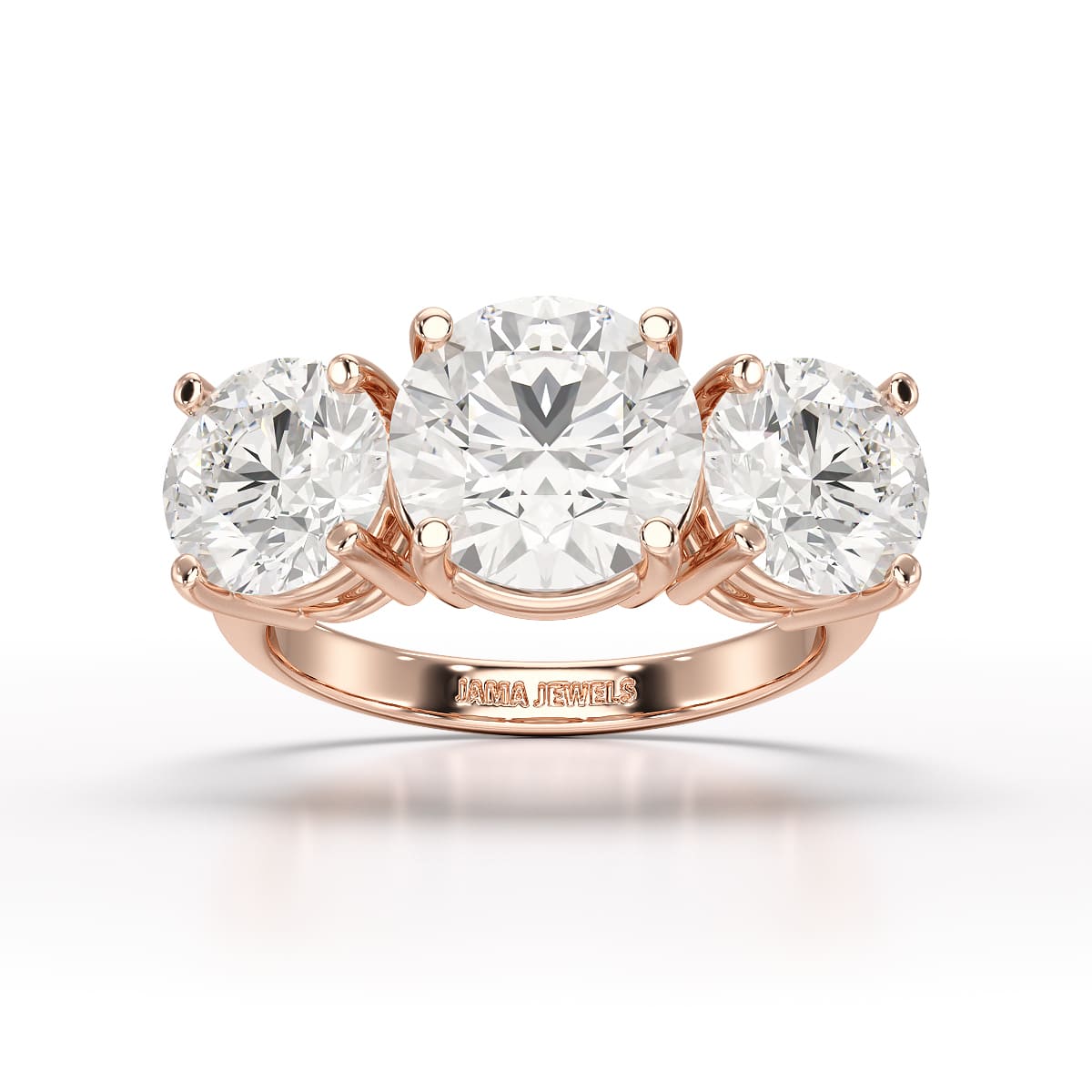 Round Lab Diamond Three Stone 6.07 CT Wedding Ring - Jama Jewels