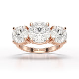 Round Lab Diamond Three Stone 6.07 CT Wedding Ring - Jama Jewels