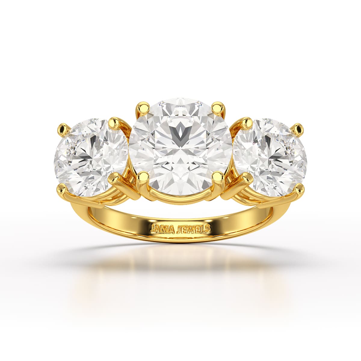 Round Lab Diamond Three Stone 6.07 CT Wedding Ring - Jama Jewels