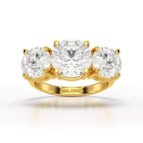 Round Lab Diamond Three Stone 6.07 CT Wedding Ring - Jama Jewels