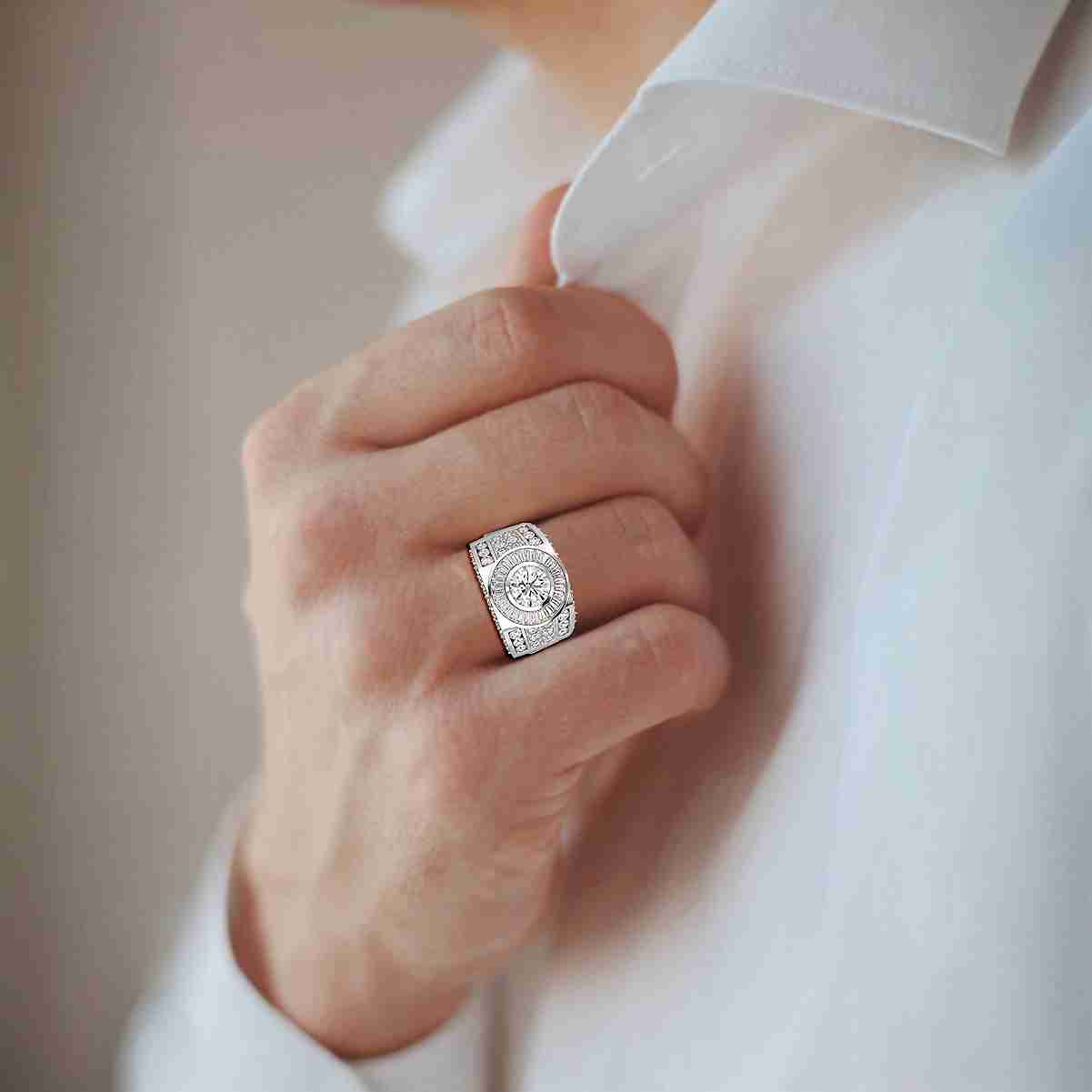 5.75 CT Round Shape Lab Diamond Men's Ring Jama Jewels