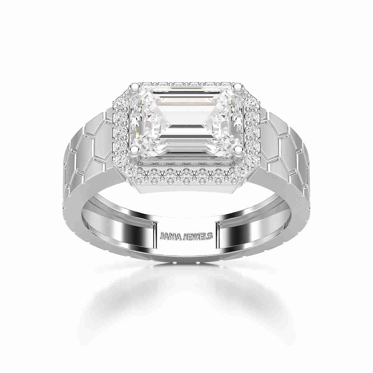3.23 CT Emerald Cut Lab Diamond Men's Ring Jama Jewels