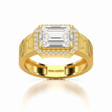 3.23 CT Emerald Cut Lab Diamond Men's Ring