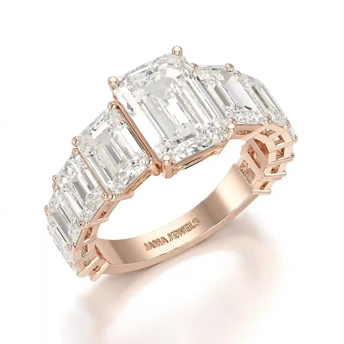 7.8 CT Emerald Shape Lab Diamond Ring Jama Jewels