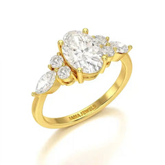 2 CT Oval Shaped Round Lab Diamond Ring Jama Jewels