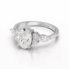 2 CT Oval Shaped Round Lab Diamond Ring Jama Jewels