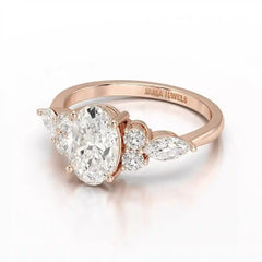 2 CT Oval Shaped Round Lab Diamond Ring Jama Jewels