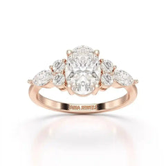 2 CT Oval Shaped Round Lab Diamond Ring Jama Jewels