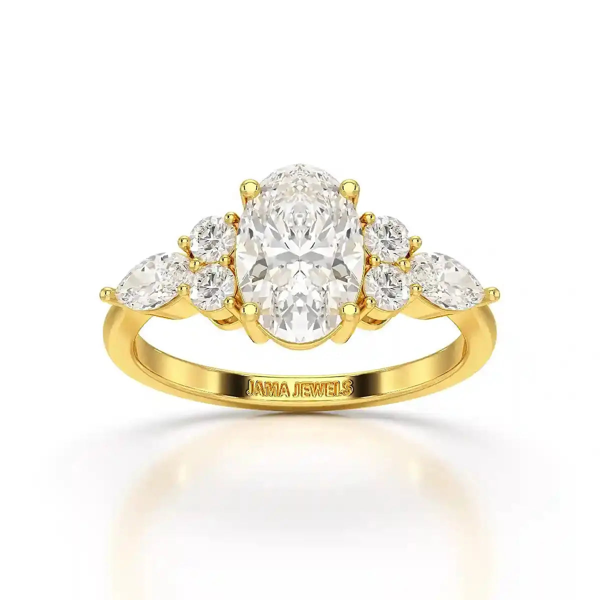 2 CT Oval Shaped Round Lab Diamond Ring Jama Jewels