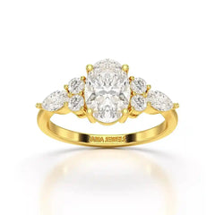 2 CT Oval Shaped Round Lab Diamond Ring Jama Jewels