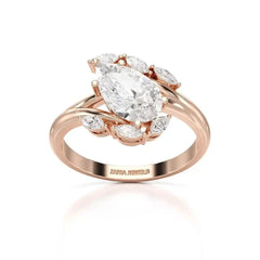 1.7 CT Pear Cut Lab Diamond Ring with Marquise Side Stones Jama Jewels