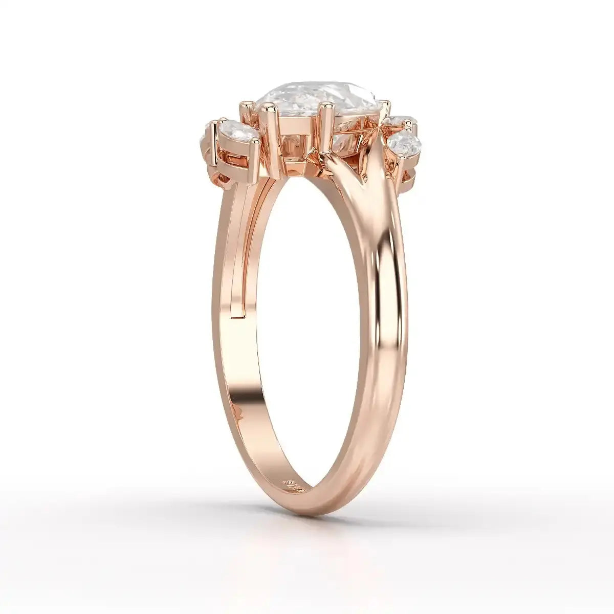 1.7 CT Pear Cut Lab Diamond Ring with Marquise Side Stones Jama Jewels