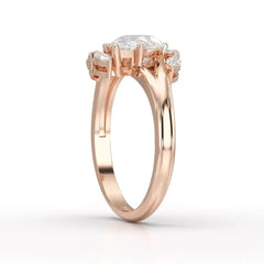 1.7 CT Pear Cut Lab Diamond Ring with Marquise Side Stones Jama Jewels