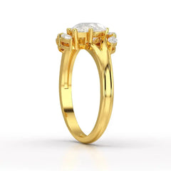 1.7 CT Pear Cut Lab Diamond Ring with Marquise Side Stones Jama Jewels