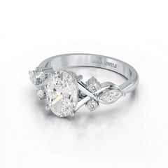 1.80 CT Oval Cut Sideways Ring with Marquise & Round Side Diamonds Jama Jewels
