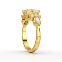 1.80 CT Oval Cut Sideways Ring with Marquise & Round Side Diamonds Jama Jewels