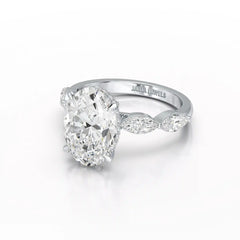 3.40 CT Oval Cut Ring with Marquise & Round Cut Side Diamonds Jama Jewels