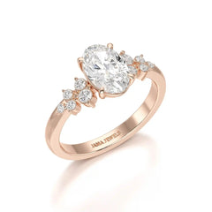 1.80 CT Oval Cut Ring with Round Side Diamonds Jama Jewels