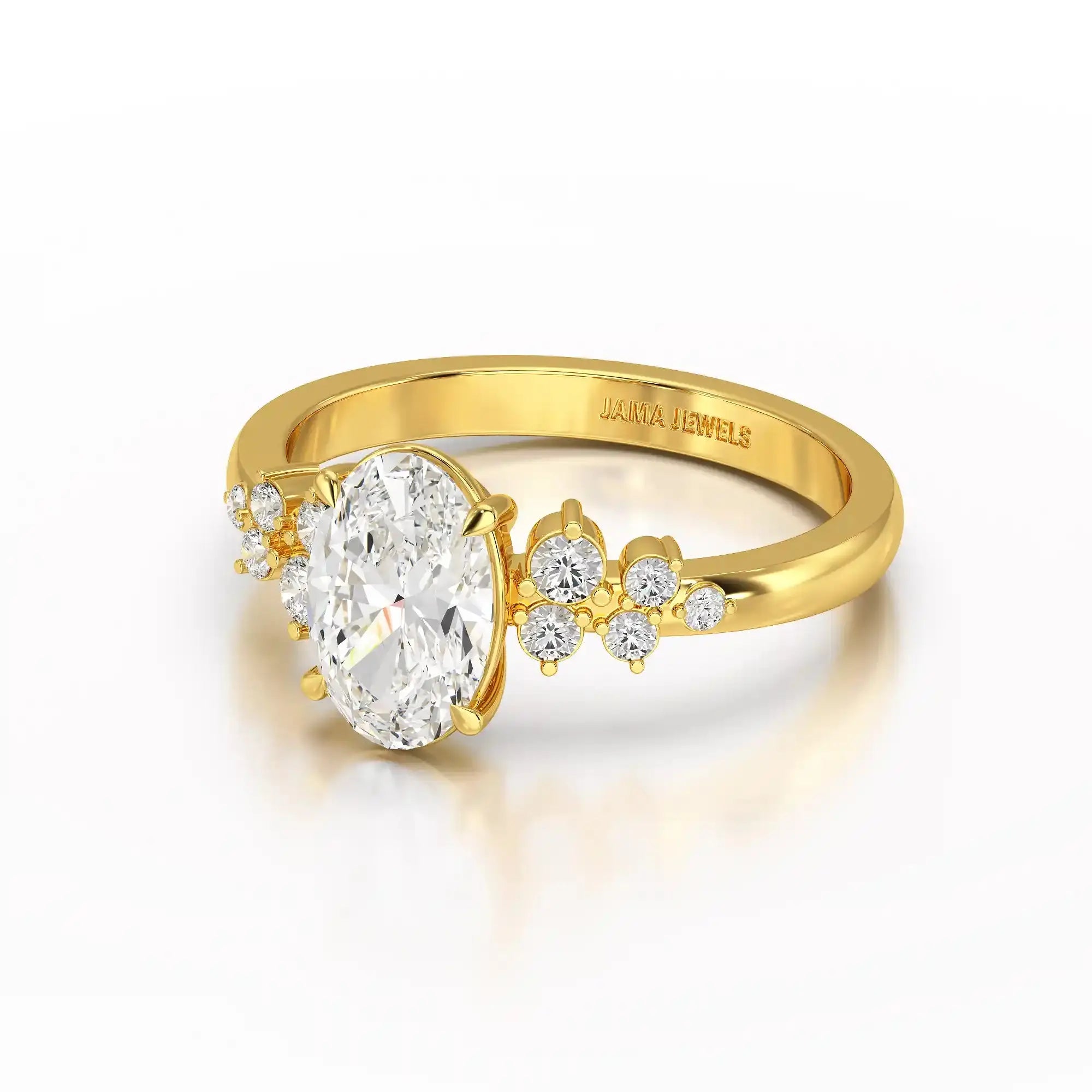 1.80 CT Oval Cut Ring with Round Side Diamonds Jama Jewels