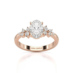 1.80 CT Oval Cut Ring with Round Side Diamonds Jama Jewels