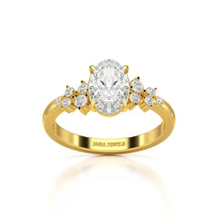 1.80 CT Oval Cut Ring with Round Side Diamonds Jama Jewels
