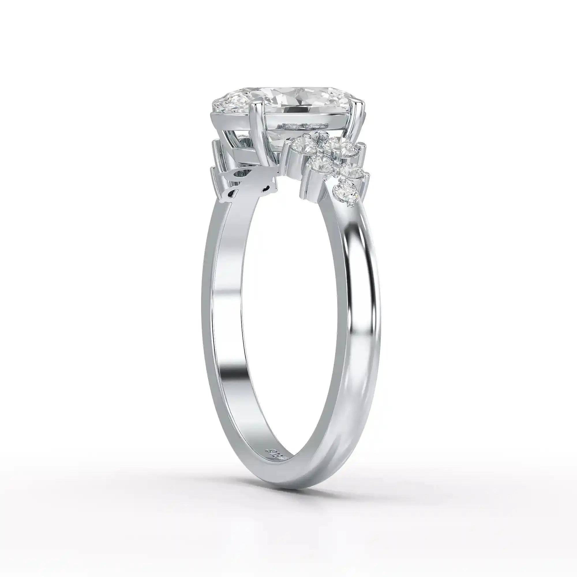 1.80 CT Oval Cut Ring with Round Side Diamonds Jama Jewels
