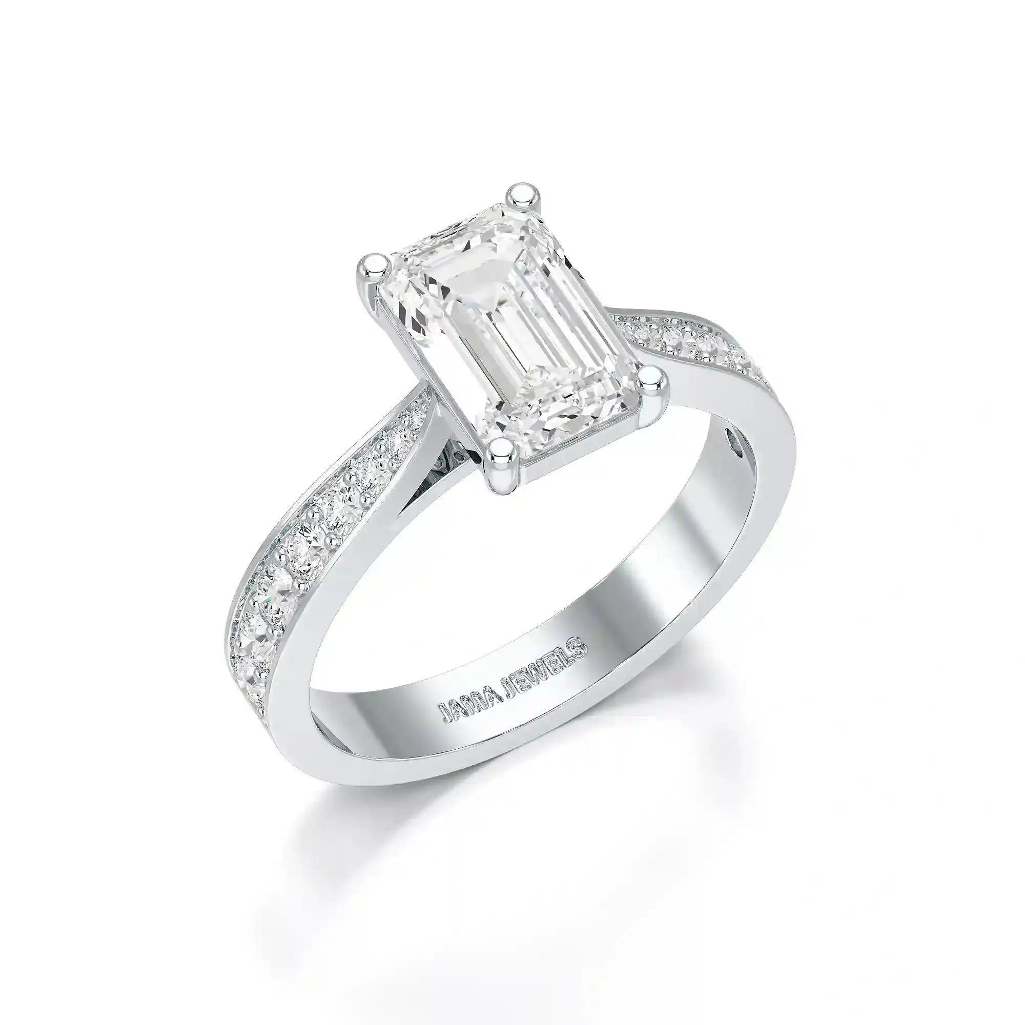 2.35 CT Emerald Cut Lab Diamond Ring Jama Jewels