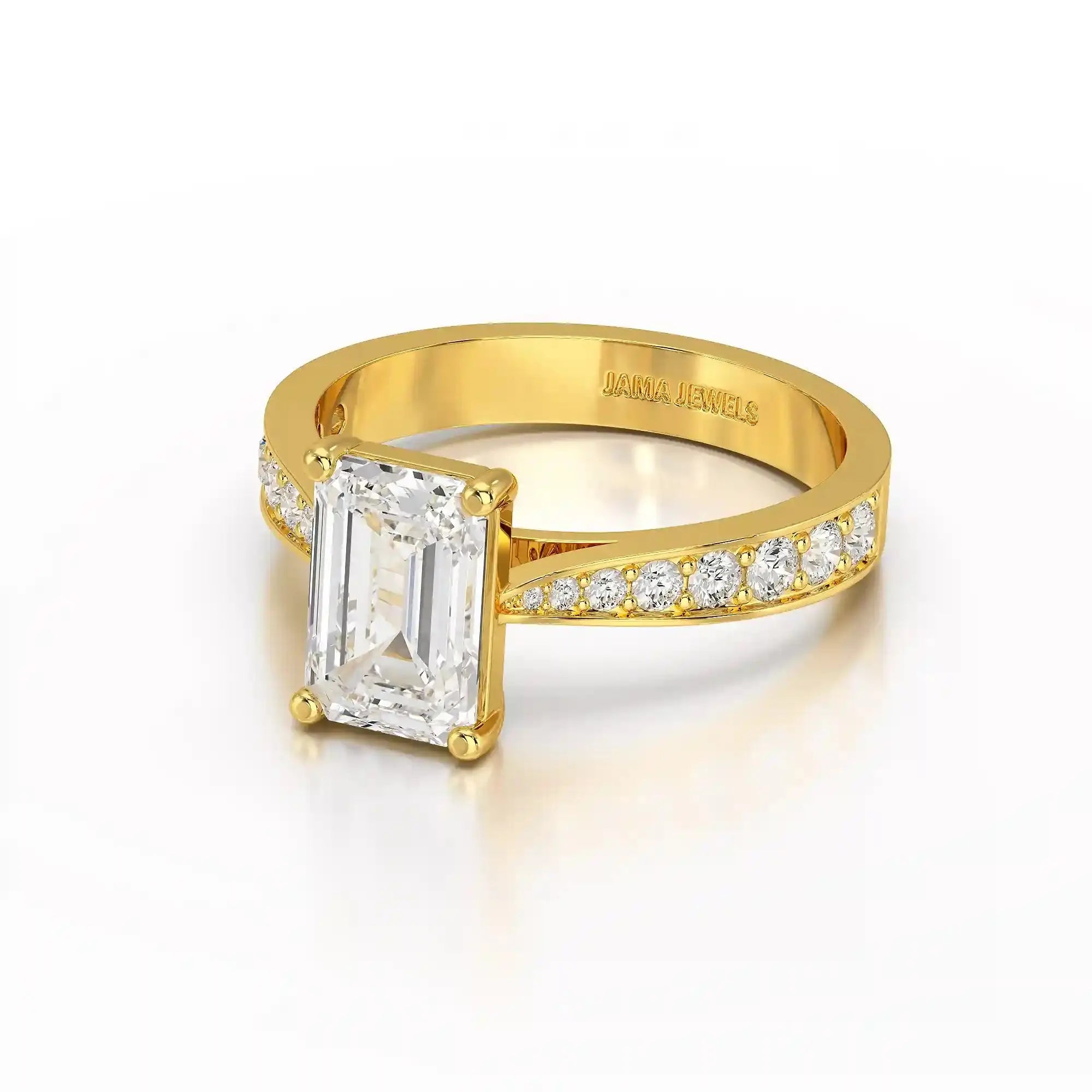 2.35 CT Emerald Cut Lab Diamond Ring Jama Jewels