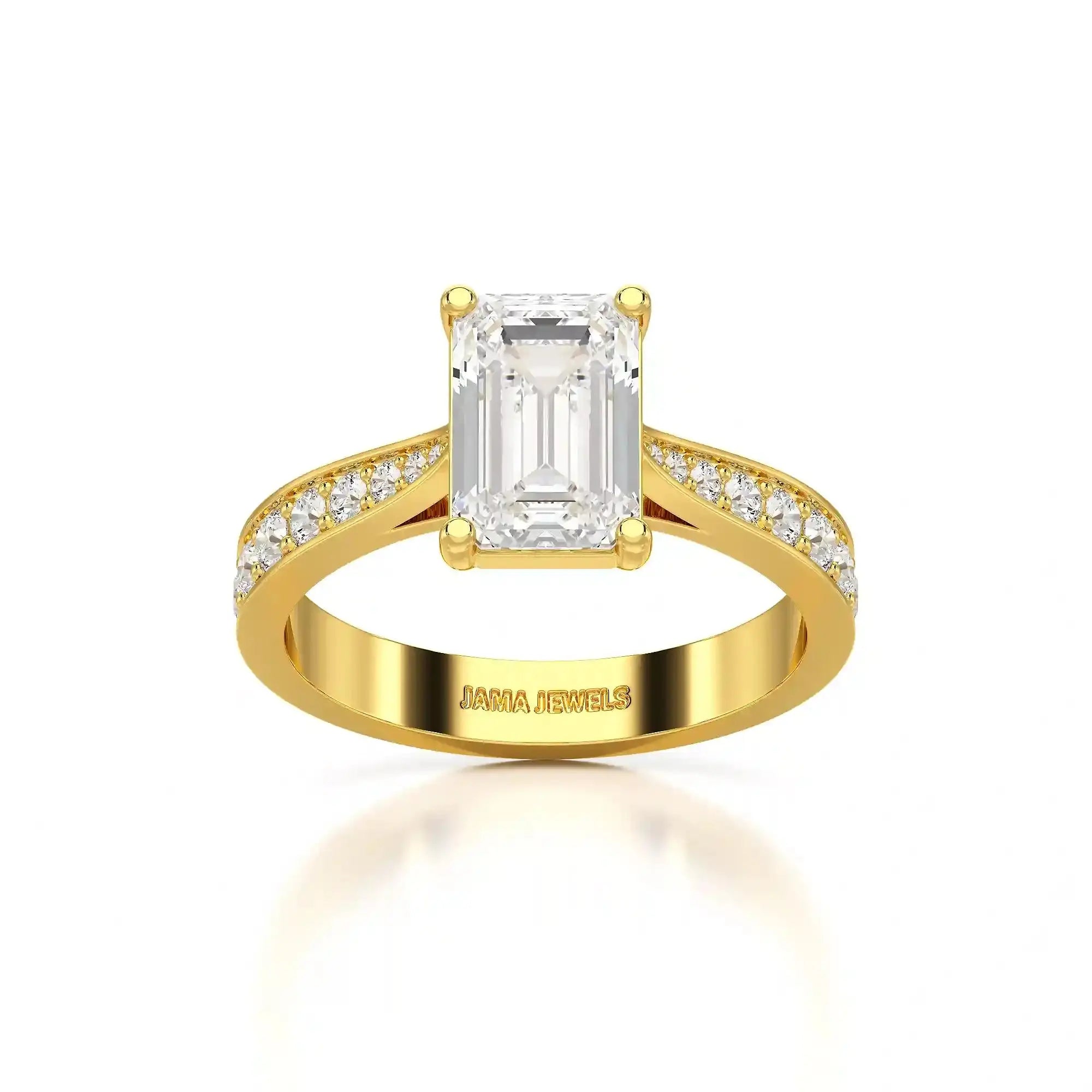 2.35 CT Emerald Cut Lab Diamond Ring Jama Jewels