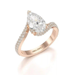 2.55 CT Pear Cut Twisted Ring with Round Diamonds Jama Jewels