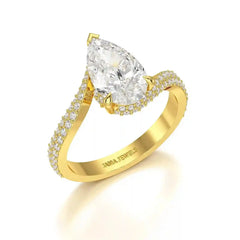 2.55 CT Pear Cut Twisted Ring with Round Diamonds Jama Jewels