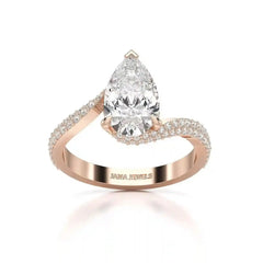 2.55 CT Pear Cut Twisted Ring with Round Diamonds Jama Jewels