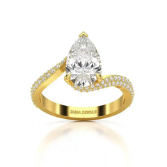 2.55 CT Pear Cut Twisted Ring with Round Diamonds Jama Jewels