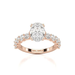 3.40 CT Oval Cut Ring with Round Diamonds in Pave Setting Jama Jewels